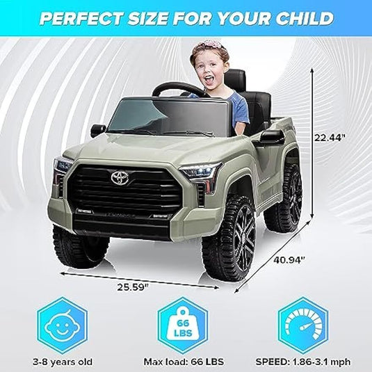 Licensed Toyota Tundra Pickup 12V Battery Powered Ride-On Truck for Kids
