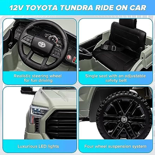 Licensed Toyota Tundra Pickup Electric Car for Kids - 12V 2-Seater Ride On Truck