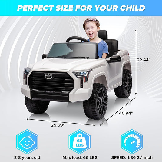 Licensed Toyota Tundra Pickup Electric Car for Kids - 12V 2-Seater Ride On Truck