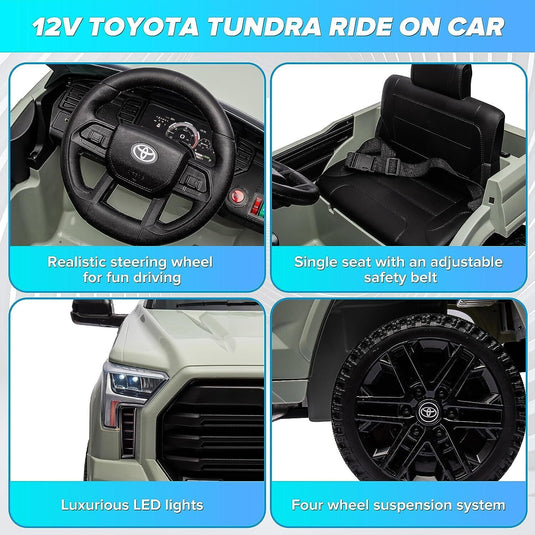 Licensed Toyota Tundra Pickup Electric Car for Kids - 12V 2-Seater Ride On Truck