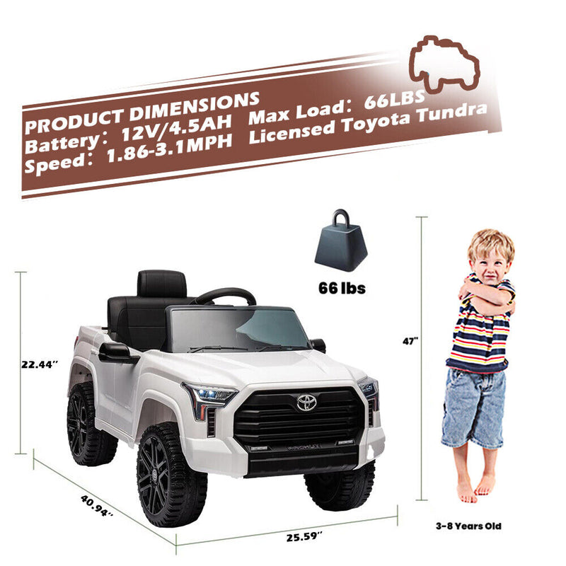 Load image into Gallery viewer, Licensed Toyota Tundra White 12V Kids Ride On Car with 3 Speeds and Dual Motors
