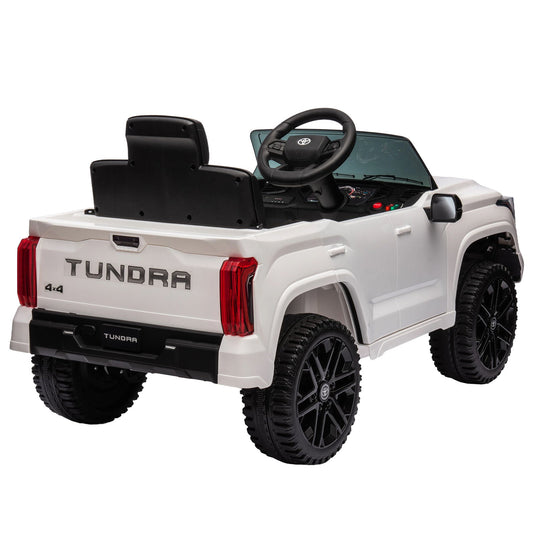 Licensed Toyota Tundra White 12V Kids Ride On Car with 3 Speeds and Dual Motors