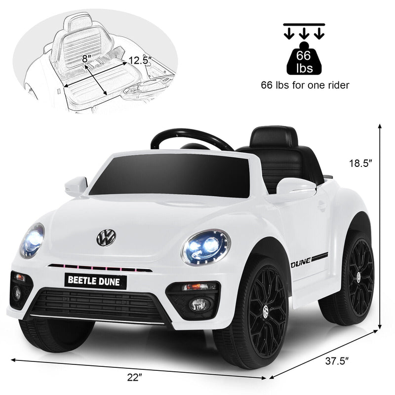 Load image into Gallery viewer, Licensed Volkswagen Beetle 12V Ride On Car for Kids with Music &amp; Remote Control - White
