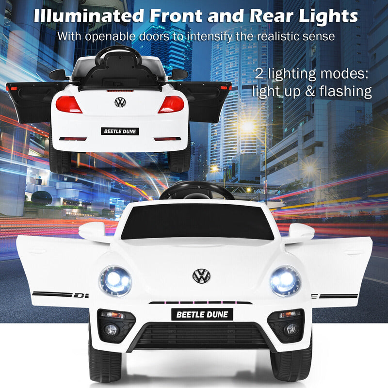 Load image into Gallery viewer, Licensed Volkswagen Beetle 12V Ride On Car for Kids with Music &amp; Remote Control - White
