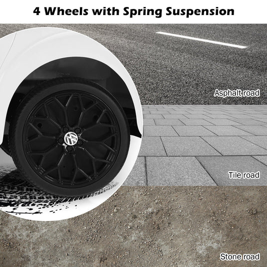 Licensed Volkswagen Beetle 12V Ride On Car for Kids with Music & Remote Control - White