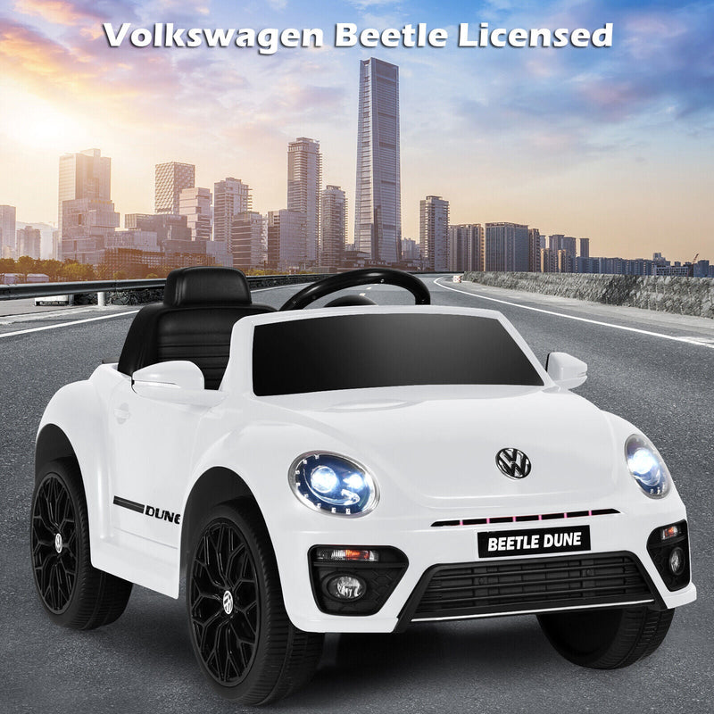 Load image into Gallery viewer, Licensed Volkswagen Beetle 12V Ride On Car for Kids with Remote Control and Music - White
