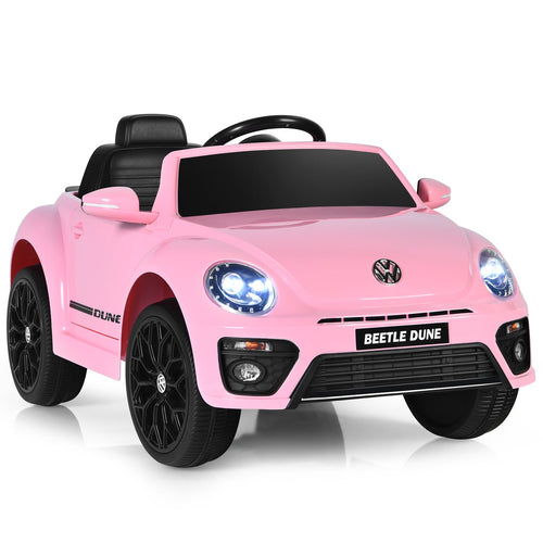 Licensed Volkswagen Beetle 12V Ride On Car with Remote Control and Music for Kids