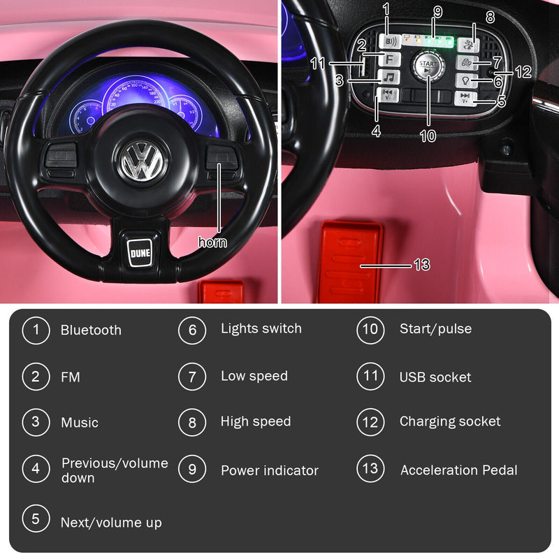 Load image into Gallery viewer, Licensed Volkswagen Beetle 12V Ride On Car with Remote Control and Music for Kids
