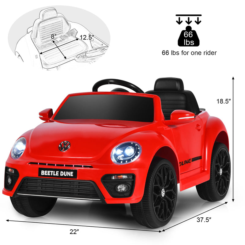 Load image into Gallery viewer, Licensed Volkswagen Beetle 12V Ride On Car with Remote Control and Music for Kids
