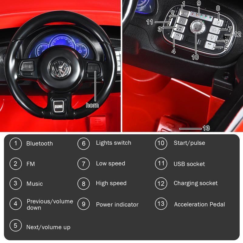 Load image into Gallery viewer, Licensed Volkswagen Beetle 12V Ride On Car with Remote Control and Music for Kids
