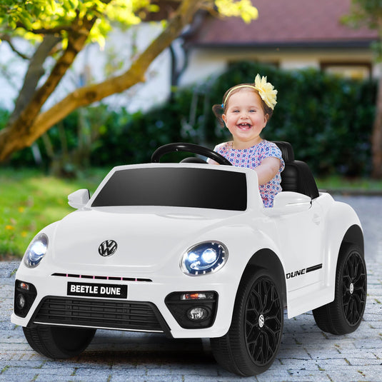 Licensed Volkswagen Beetle 12V Ride On Car with Remote Control and Music for Kids