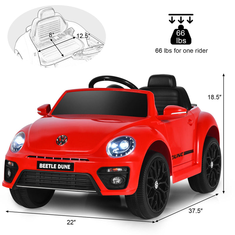 Load image into Gallery viewer, Licensed Volkswagen Beetle 12V Ride-On Car with Remote Control and Music - Red

