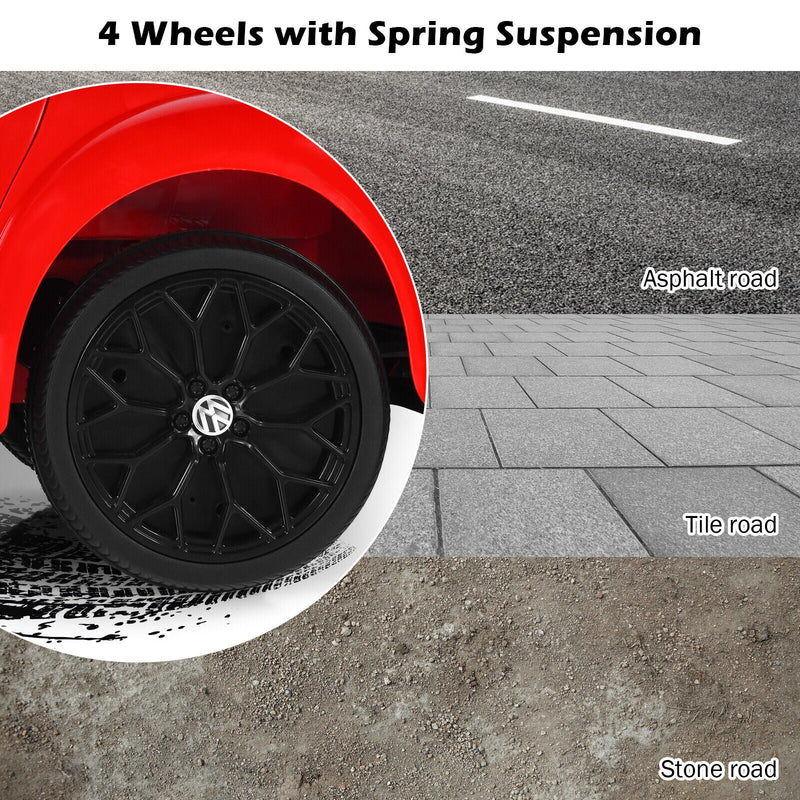 Load image into Gallery viewer, Licensed Volkswagen Beetle 12V Ride-On Car with Remote Control and Music - Red
