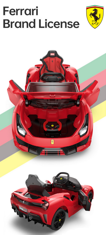 Kids Ferrari 488 Ride On Car For Children W/Wireless Parental Control