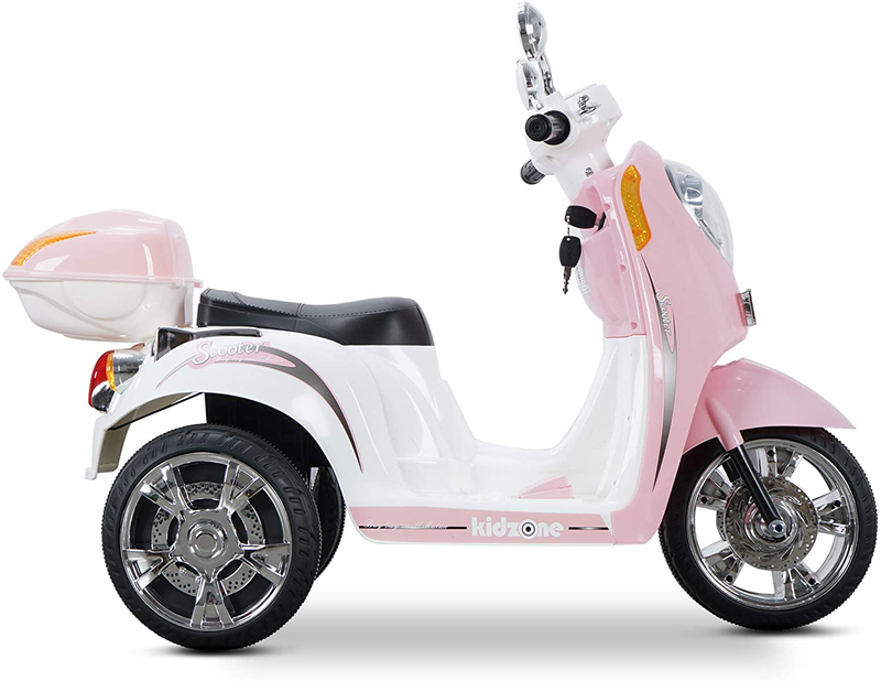 Load image into Gallery viewer, Light Pink Motorcycle Toy Trunk with Key Switch - Perfect for Boys &amp; Girls
