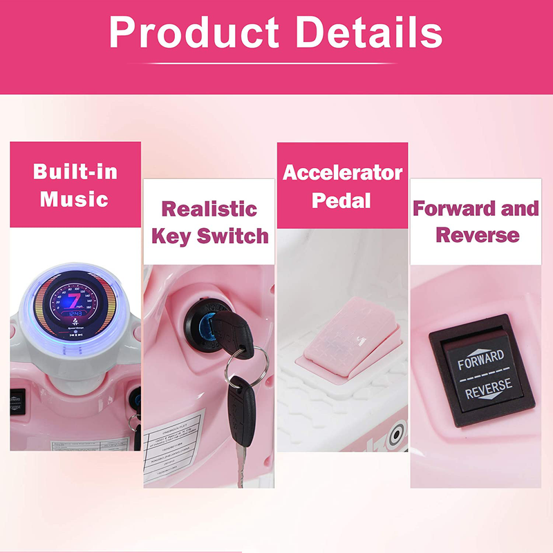 Load image into Gallery viewer, Light Pink Motorcycle Toy Trunk with Key Switch - Perfect for Boys &amp; Girls
