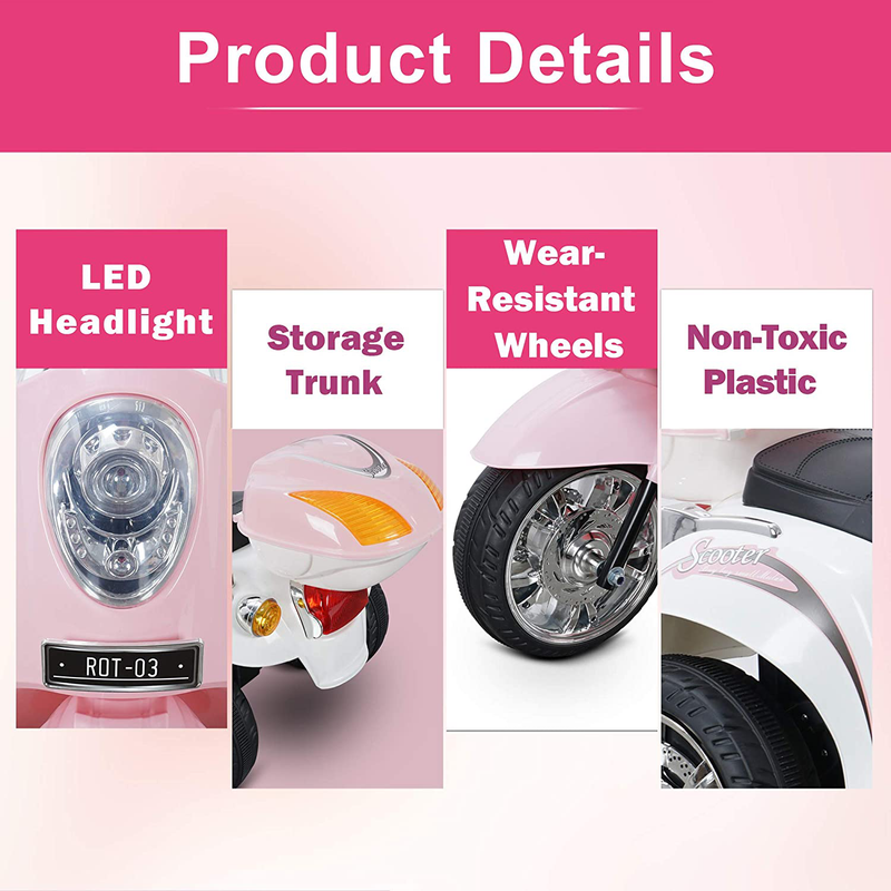 Load image into Gallery viewer, Light Pink Motorcycle Toy Trunk with Key Switch - Perfect for Boys &amp; Girls
