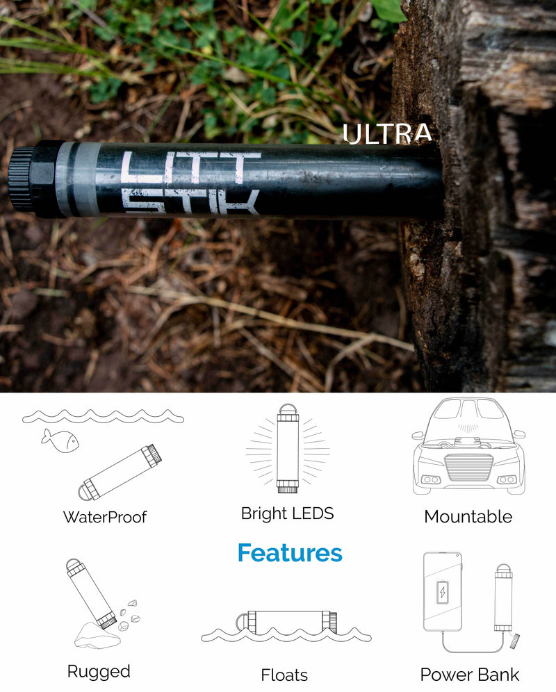 Load image into Gallery viewer, led multi use flashlight waterproof power bank rechargeable 400+ lumen output mountable with glow in the dark button flashlight by litt industries
