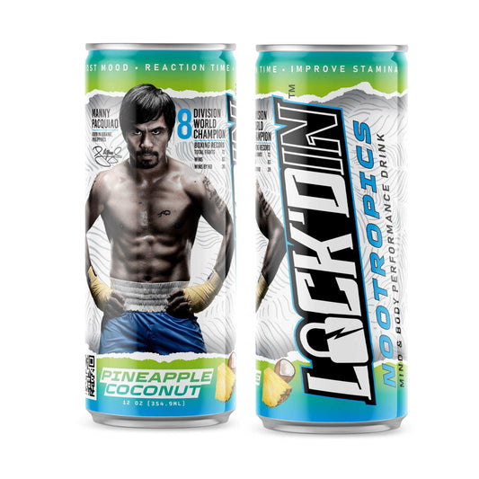 LOCK'DIN Manny Pacquiao Nootropics Performance Drink - Pineapple Coconut (Case of 12) - Skoutley Outdoors LLC