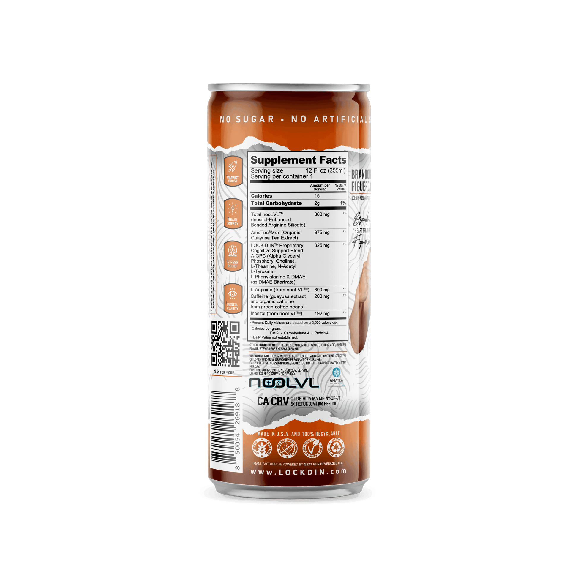 LOCK'DIN Brandon Figueroa Nootropics Performance Drink - Tamarindo (Case of 12) - Skoutley Outdoors LLC