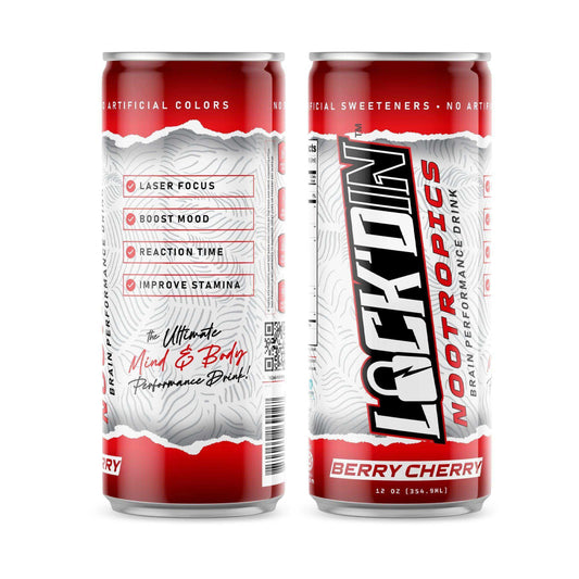 LOCK'DIN Nootropics Performance Drink - Berry Cherry (Case of 12) - Skoutley Outdoors LLC