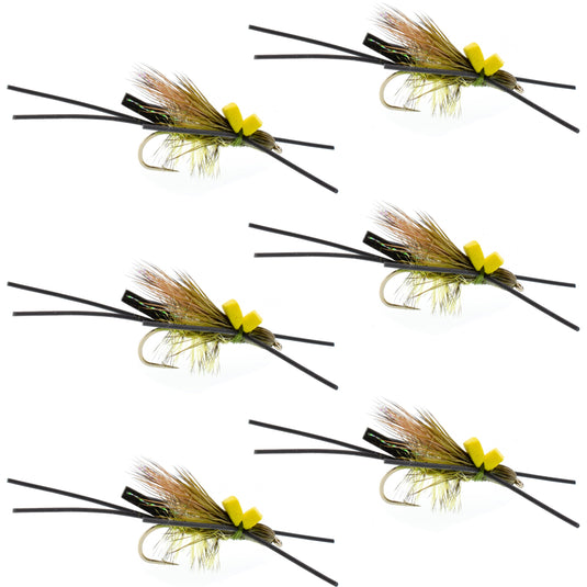 Long Tail Skwala Stone - Squalla Stonefly Dry Fly - 6 Flies Hook Size 10