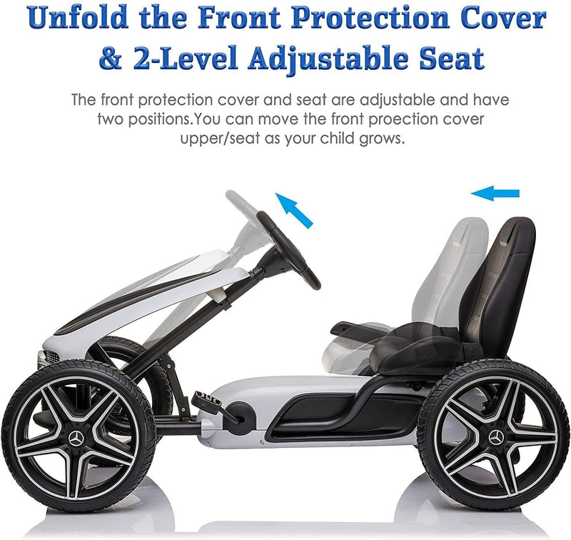 Load image into Gallery viewer, LUCKYERMORE Kids Pedal Go Kart Benz Racer Quad with Adjustable Seat for Outdoor Fun
