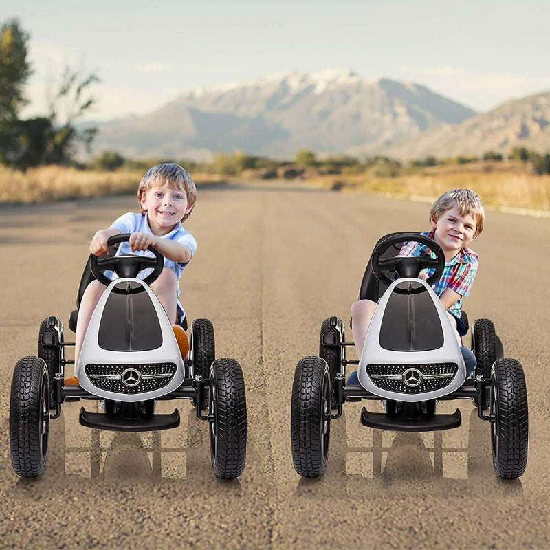 Load image into Gallery viewer, LUCKYERMORE Kids Pedal Go Kart Benz Racer Quad with Adjustable Seat for Outdoor Fun
