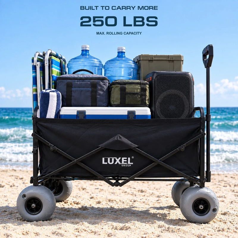 Load image into Gallery viewer, Electric Beach Wagon 500W – Motorized Folding Cart with Balloon Wheels Black
