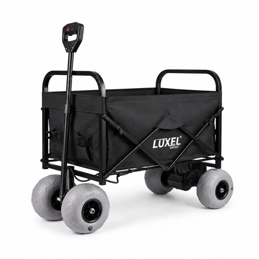 Electric Beach Wagon 500W – Motorized Folding Cart with Balloon Wheels Black