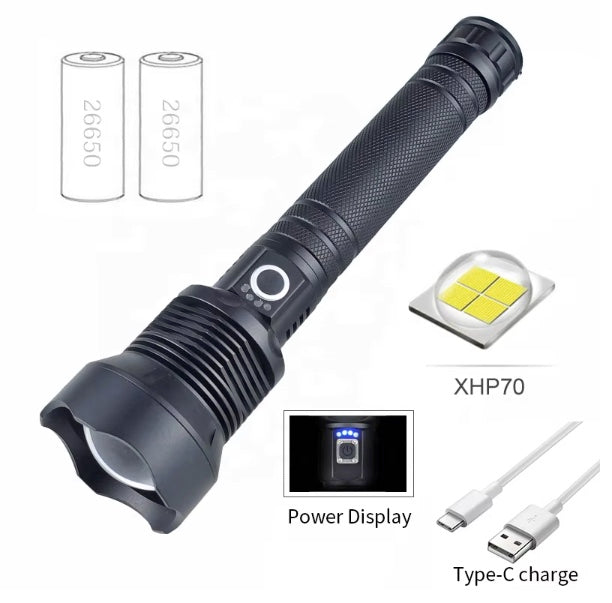 Load image into Gallery viewer, High Power USB Rechargeable Waterproof P70 Flashlight
