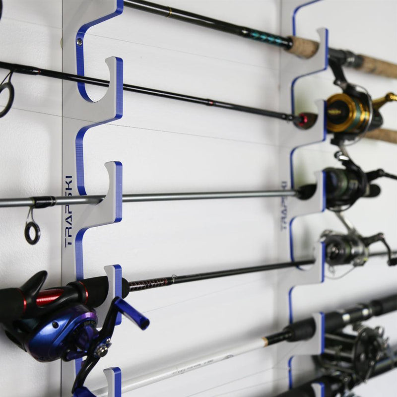 Load image into Gallery viewer, Made in the USA Premium Fishing Rod Racks | Wall or Ceiling or Boat Mounted

