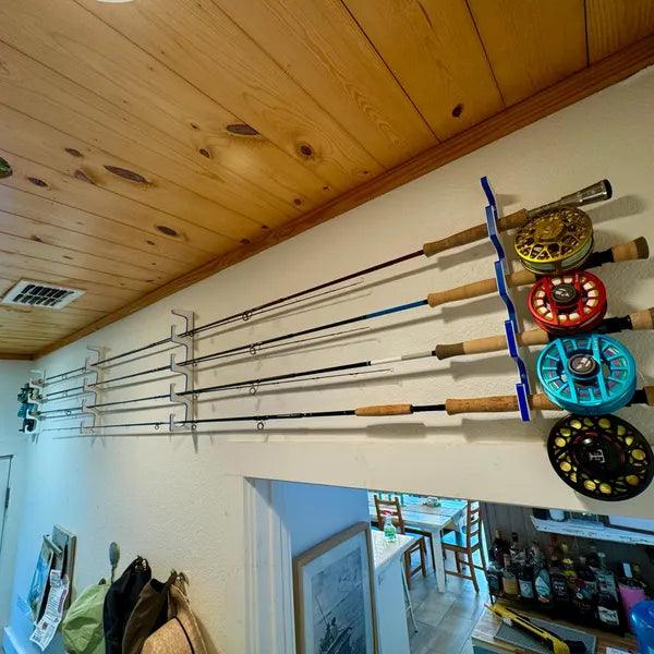 Load image into Gallery viewer, Made in the USA Premium Fishing Rod Racks | Wall or Ceiling or Boat Mounted
