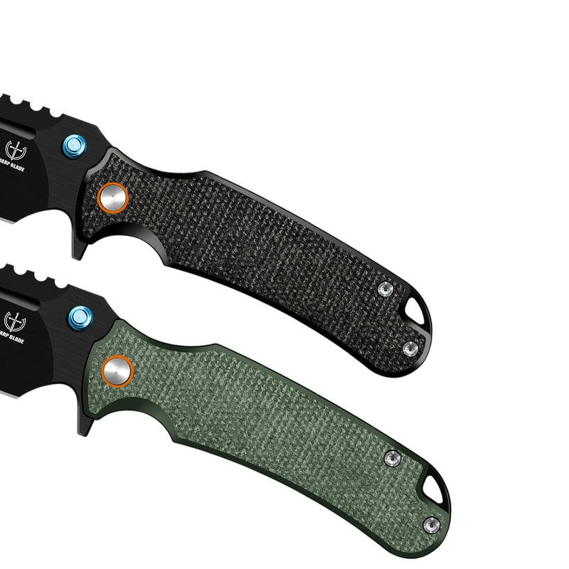 Load image into Gallery viewer, Sharp Blade Premium 14C28N EDC Folding Knife | Micarta | Thumb Stud &amp; Flipper
