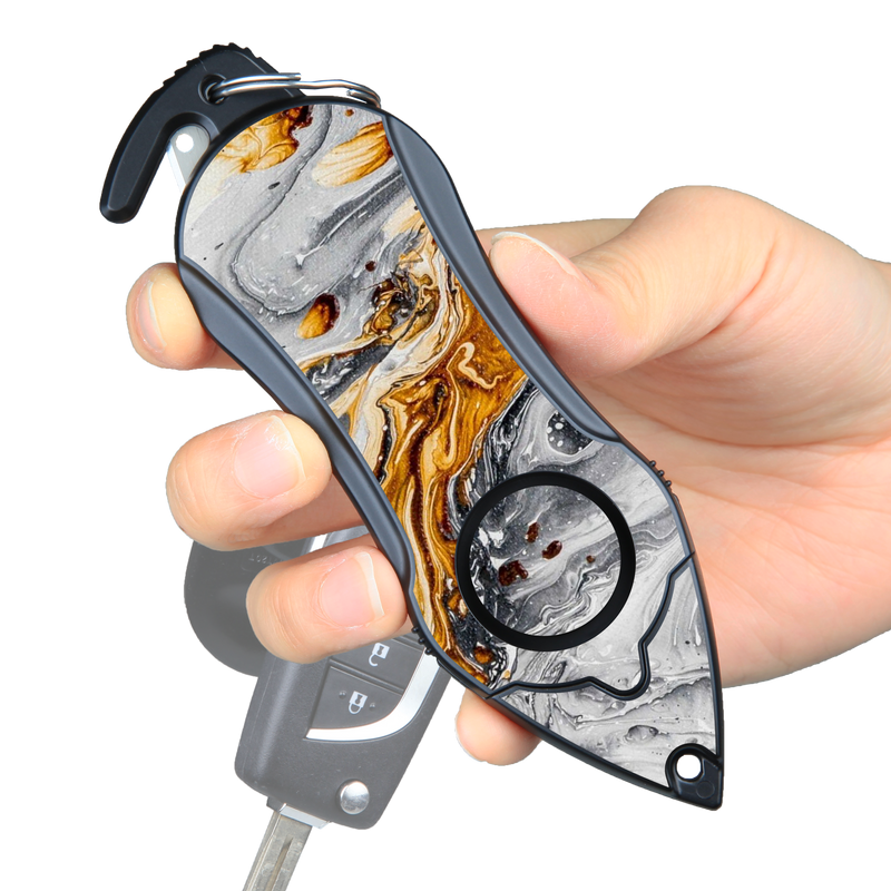 Load image into Gallery viewer, Stinger Personal Safety Alarm Keychain Emergency Tool: Siren Alarm, Seat Belt Cutter, Glass Breaker (Black Marble)
