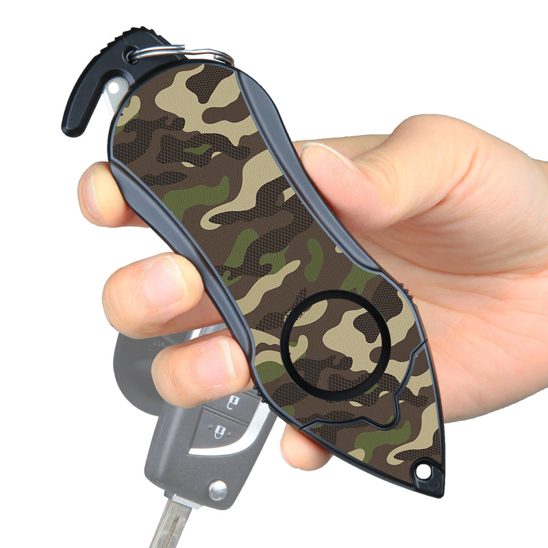 Load image into Gallery viewer, Stinger Personal Safety Alarm Keychain Emergency Tool: Siren Alarm, Seat Belt Cutter, Glass Breaker (Camouflage Green)
