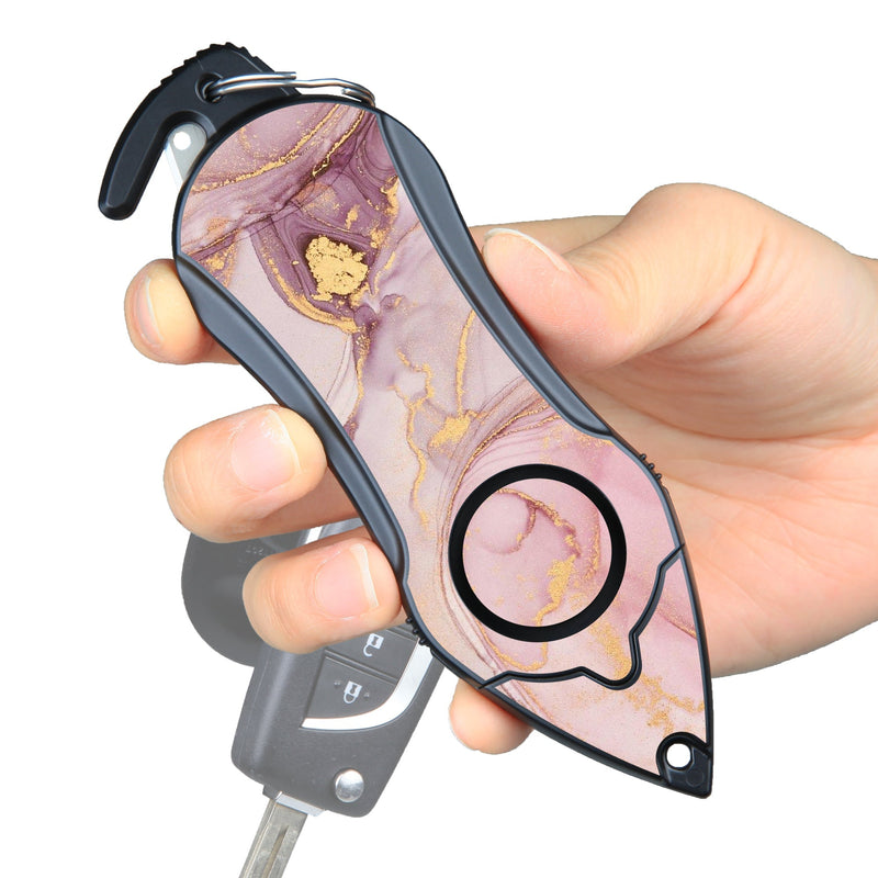 Load image into Gallery viewer, Personal Alarm Keychain Safety Emergency Tool (Pink Marble)

