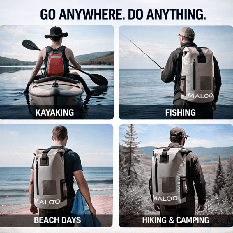 Load image into Gallery viewer, 30L Waterproof Backpack – Roll-Top Dry Bag for Beach, Travel &amp; Outdoor Gear
