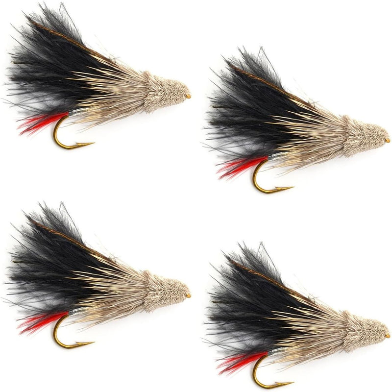 Load image into Gallery viewer, Black Marabou Muddler Minnow Streamer Fly - 4 Flies Size 4
