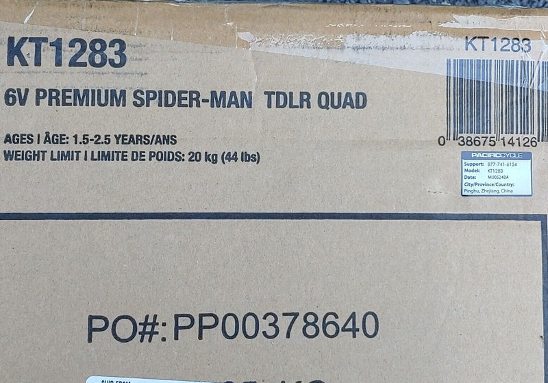 Load image into Gallery viewer, Marvel&#39;s Spider-Man 6V Quad Ride-On for Toddlers by Kid Trax (KT1283)
