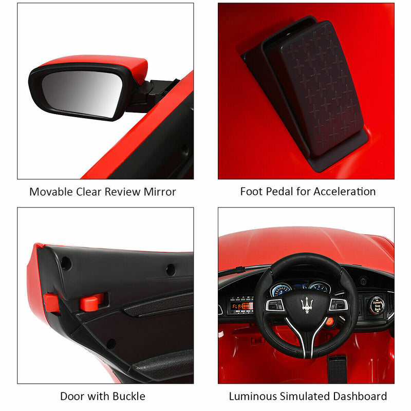 Load image into Gallery viewer, Maserati Licensed Kids Ride-On Car with RC Remote Control, LED Lights, and MP3 Player - Red
