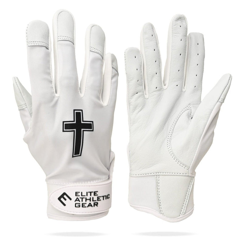 Load image into Gallery viewer, Faith Cross White Batting Gloves

