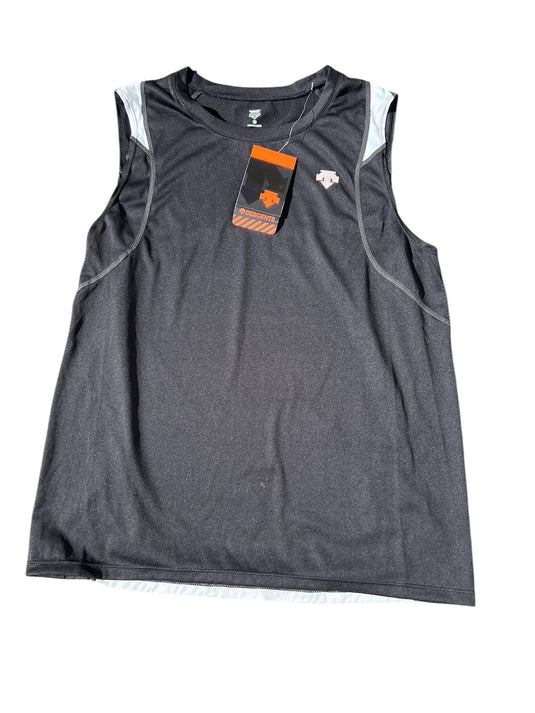 DESCENTE Men's Dryzone Sleeveless Tank Top, Black/White, Medium