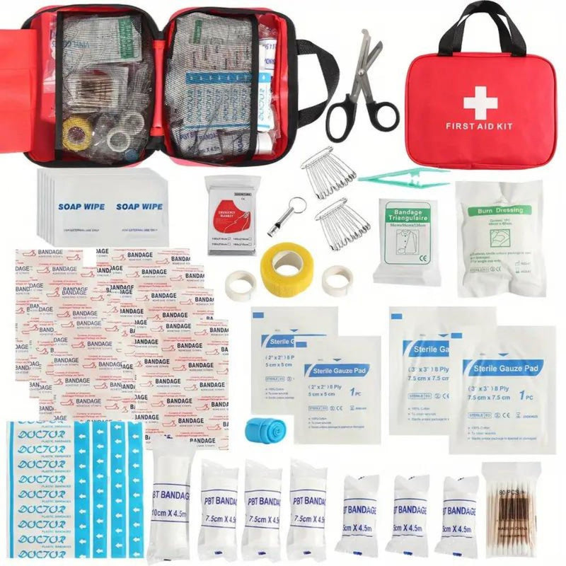 Load image into Gallery viewer, 173pcs Large First Aid Kit: Portable Bag For Outdoor Hunting, Hiking, Camping And More - Including Emergency Supplies!
