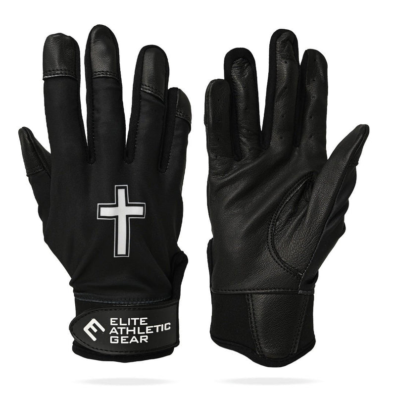 Load image into Gallery viewer, Faith Cross Black Batting Gloves
