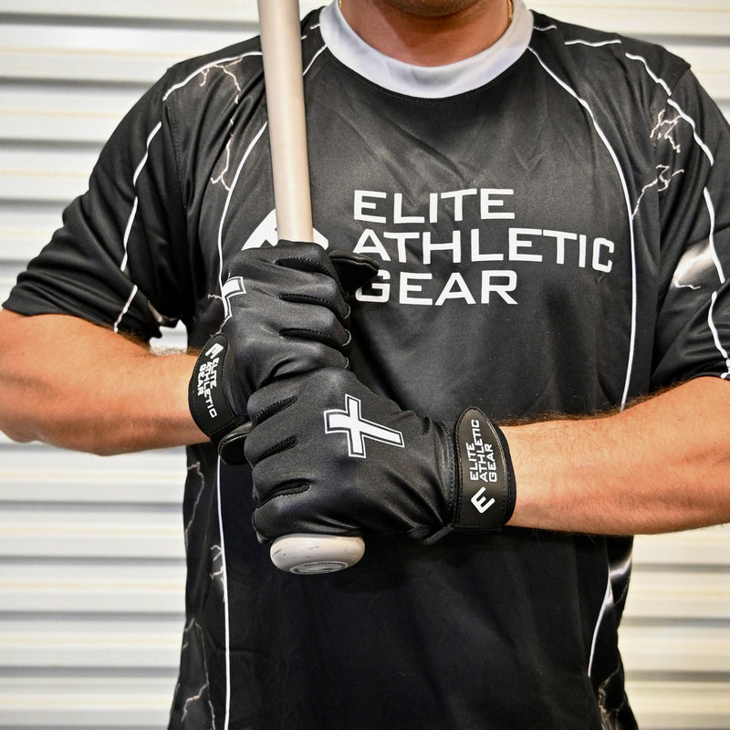 Load image into Gallery viewer, Faith Cross Black Batting Gloves
