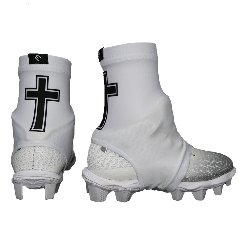 Load image into Gallery viewer, Faith Cross White Cleat Covers
