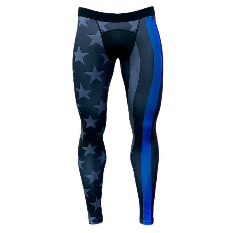 Load image into Gallery viewer, Thin Blue Line Compression Tights
