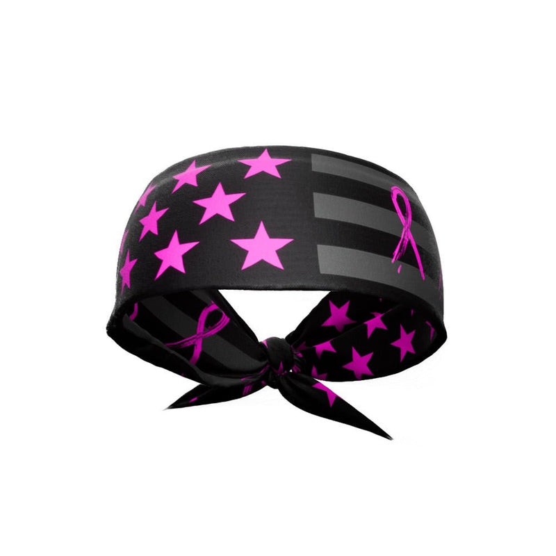Load image into Gallery viewer, Shadow USA Flag - Breast Cancer Awareness Tie Headband

