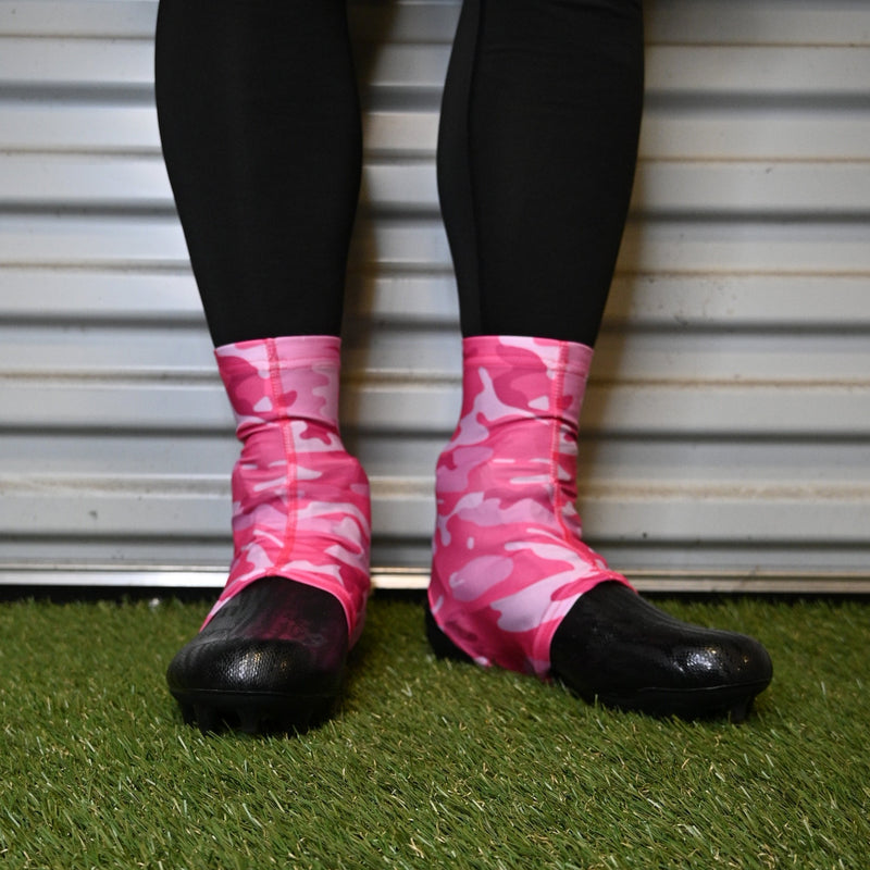 Load image into Gallery viewer, Pink Camo Breast Cancer Awareness Cross Cleat Covers
